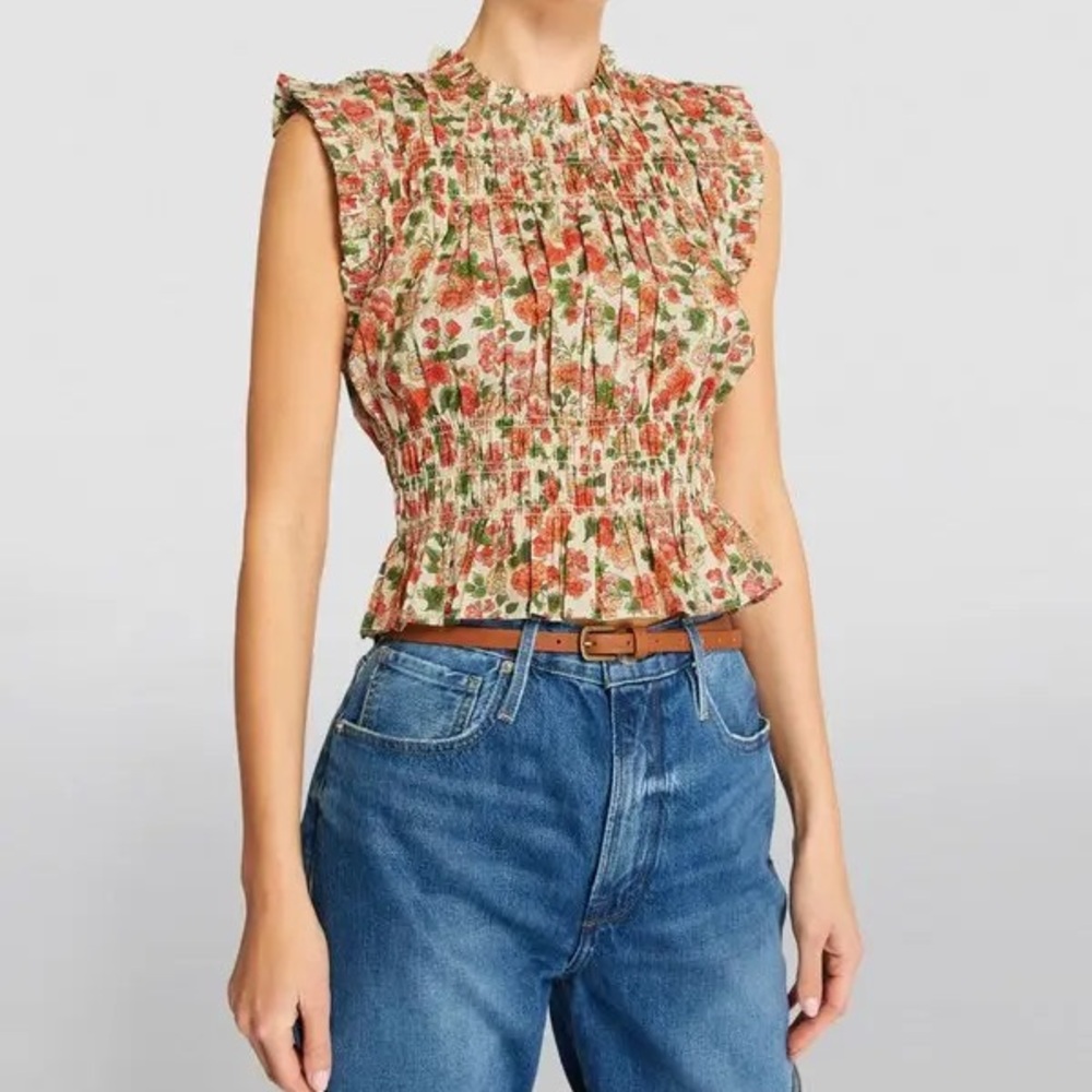 DÔEN 
Floral Shirred Nina Blouse